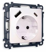 Розетка с заземлением и 2хUSB type A и C без рамки Ambrella Volt Quant MA210010