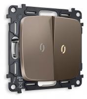 Выключатель двухклавишный с подсветкой без рамки Ambrella Volt Quant MO634010