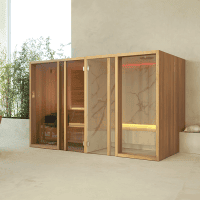 Сауна-хаммам Effe Yoku Spa Shelf 444x170 YO 70 31 0004 термообработанная древесина/золотой каллакатский мрамор