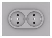 Розетка двойная с заземлением и со шторкой Gusi Electric BRAVO С11Р6-004