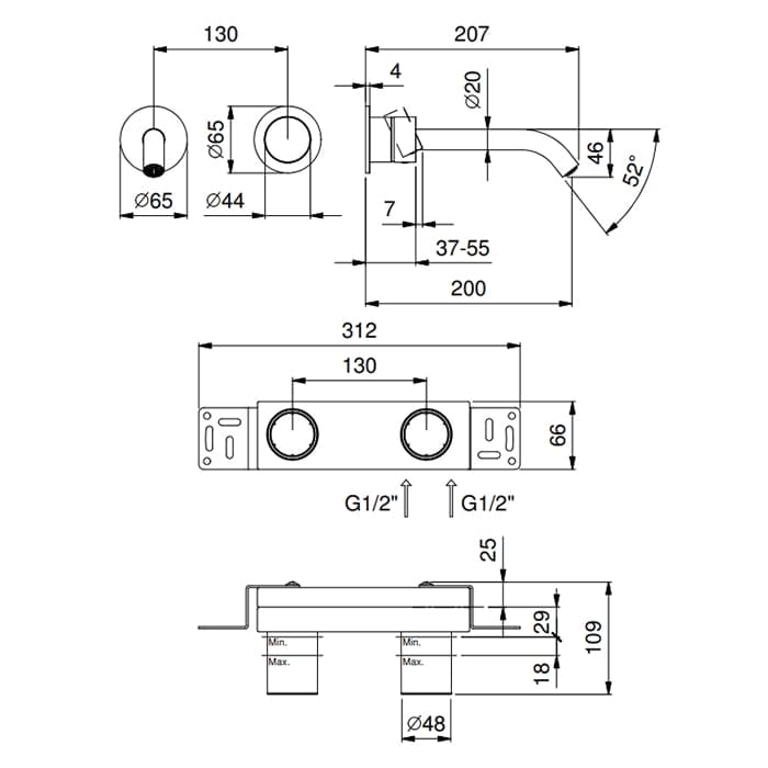 Смеситель для раковины Fantini AA/27 33 93 Y111B сталь