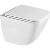 Унитаз подвесной Abber Rechteck AC1220TC безободковый, торнадо, с сиденьем микролифт, белый