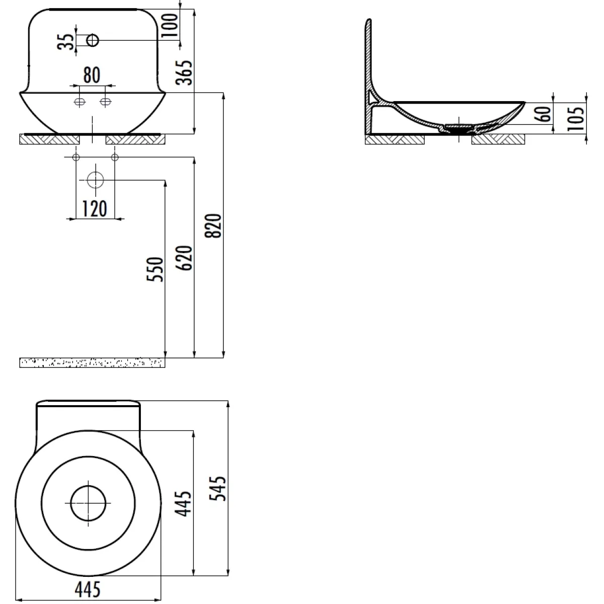 Раковина-чаша Creavit Foglia FG045-00CB00E-0000 44,5x54,5 см, накладная, подвесная, белый