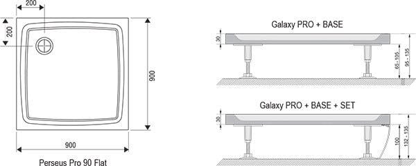 Поддон Ravak Perseus Pro-80 Flat XA034411010 белый