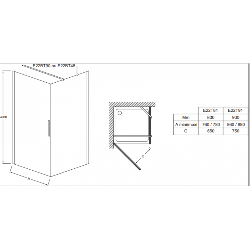 Душевая дверь в нишу Jacob Delafon CONTRA E22T91-GA
