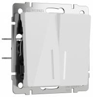 Выключатель проходной двухклавишный с подсветкой без рамки Werkel белый акрил W1122141