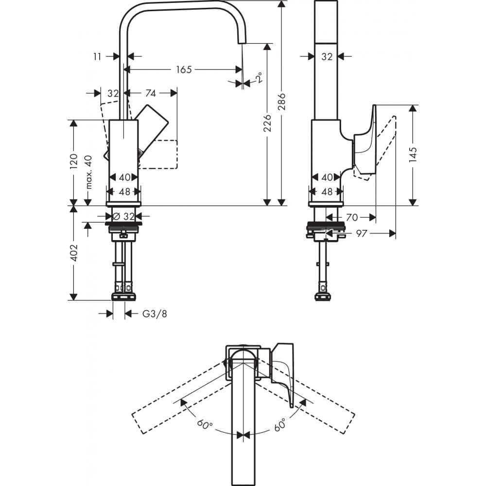 Смеситель для раковины hansgrohe Metropol 230 32511700 со сливным клапаном Push-Open матовый белый