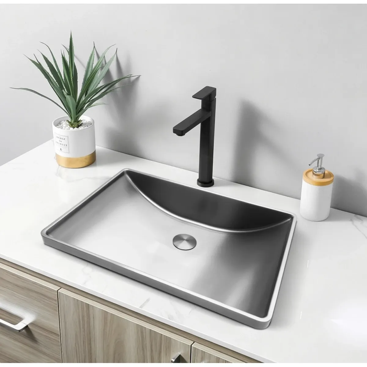 Раковина Abber Wasser Kreis AF2404SP 51x36 см, встраиваемая сверху, сатин