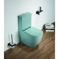 Унитаз-компакт CeramaLux 2166XMLG безободковый, с сиденьем микролифт, бирюзовый матовый