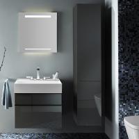Пенал Burgbad Yumo 35 HSKE035LF3194 левый серый глянцевый