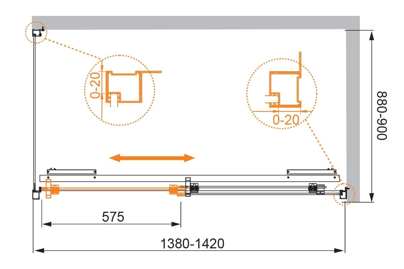Душевой уголок Cezares Lux Soft 140x90 LUX-SOFT-W-AH-1-140/90-C-Cr-IV