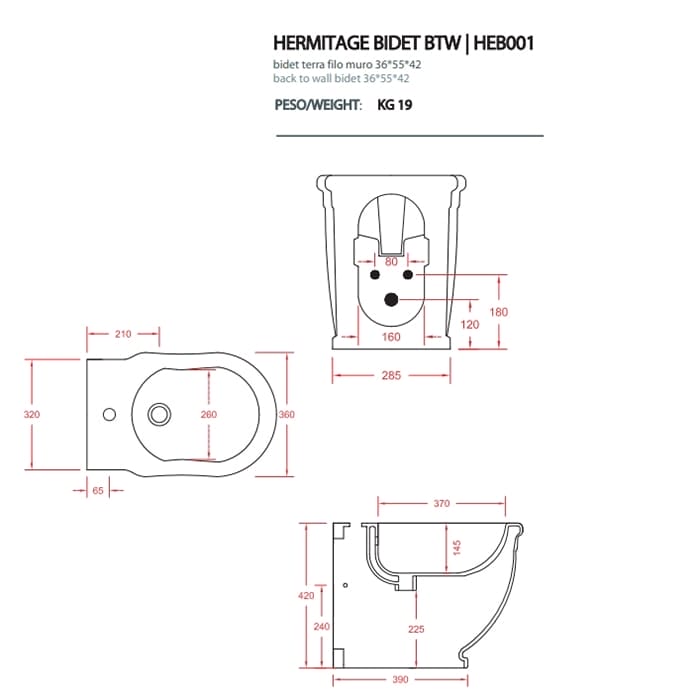 Биде напольное Artceram Hermitage HEB001 01 00