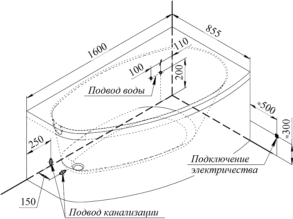 Акриловая ванна Радомир Орсини 160х90 1-01-0-2-1-032 белый