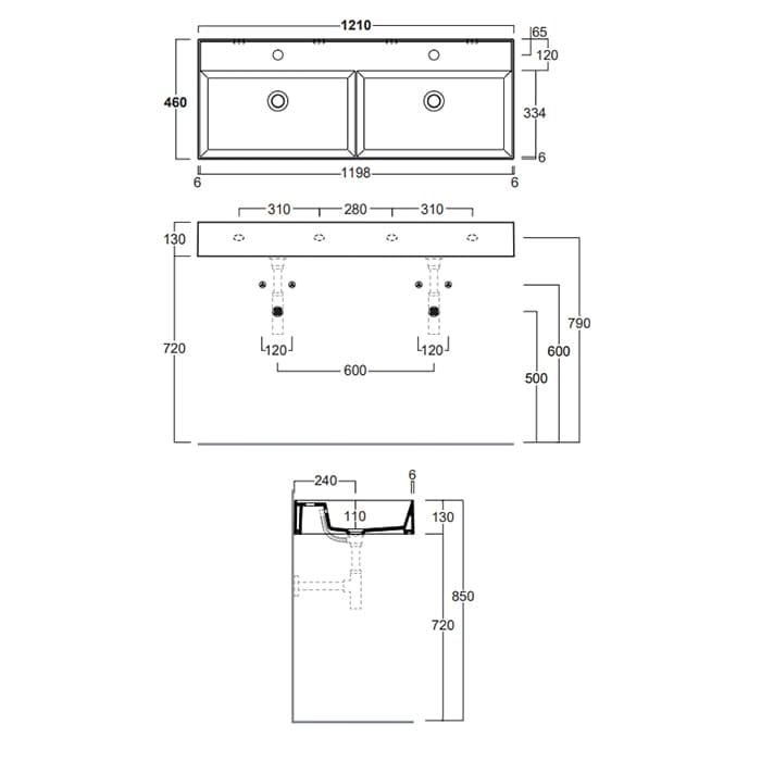 Раковина Simas Agile 120 AG121D nero matt*2 двойная черная матовая