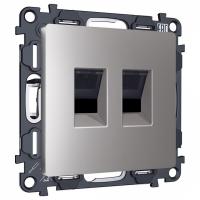 Розетка двойная Ethernet RJ-45 и со шторками, без рамки Ambrella Volt ALFA MA512110