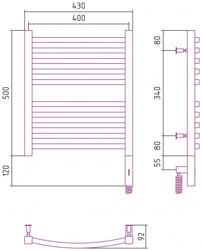 Электрический полотенцесушитель Сунержа Аркус 3.0 500х400 00-5705-5040