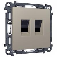 Розетка двойная Ethernet RJ-45 и со шторками, без рамки Ambrella Volt ALFA MA372110