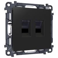 Розетка двойная Ethernet RJ-45 и со шторками, без рамки Ambrella Volt ALFA MA812110