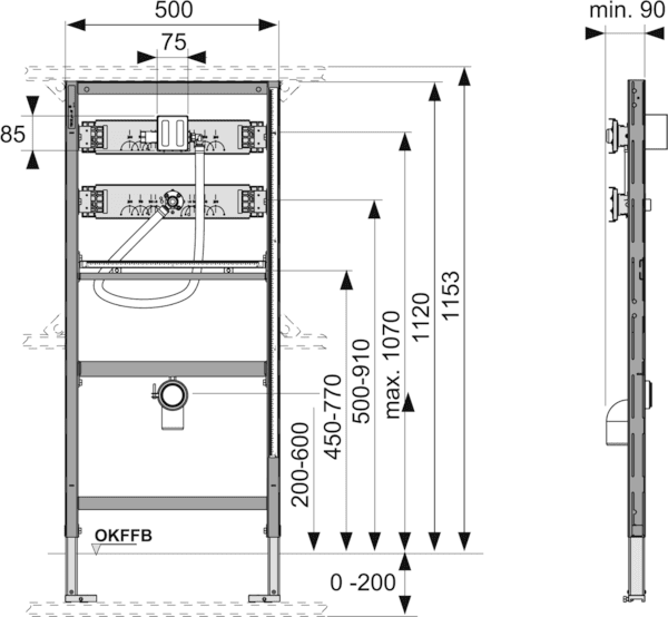 Инсталляция для писсуара Tece 9320008