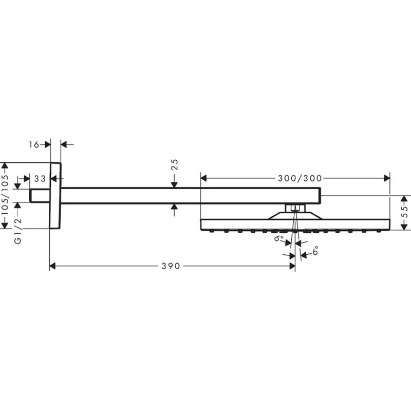 Верхний душ hansgrohe Raindance E 300 1jet 26238700 с держателем
