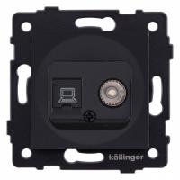 ТВ-розетка и розетка Ethernet RJ-45 без рамки Kollinger  REA-021BM