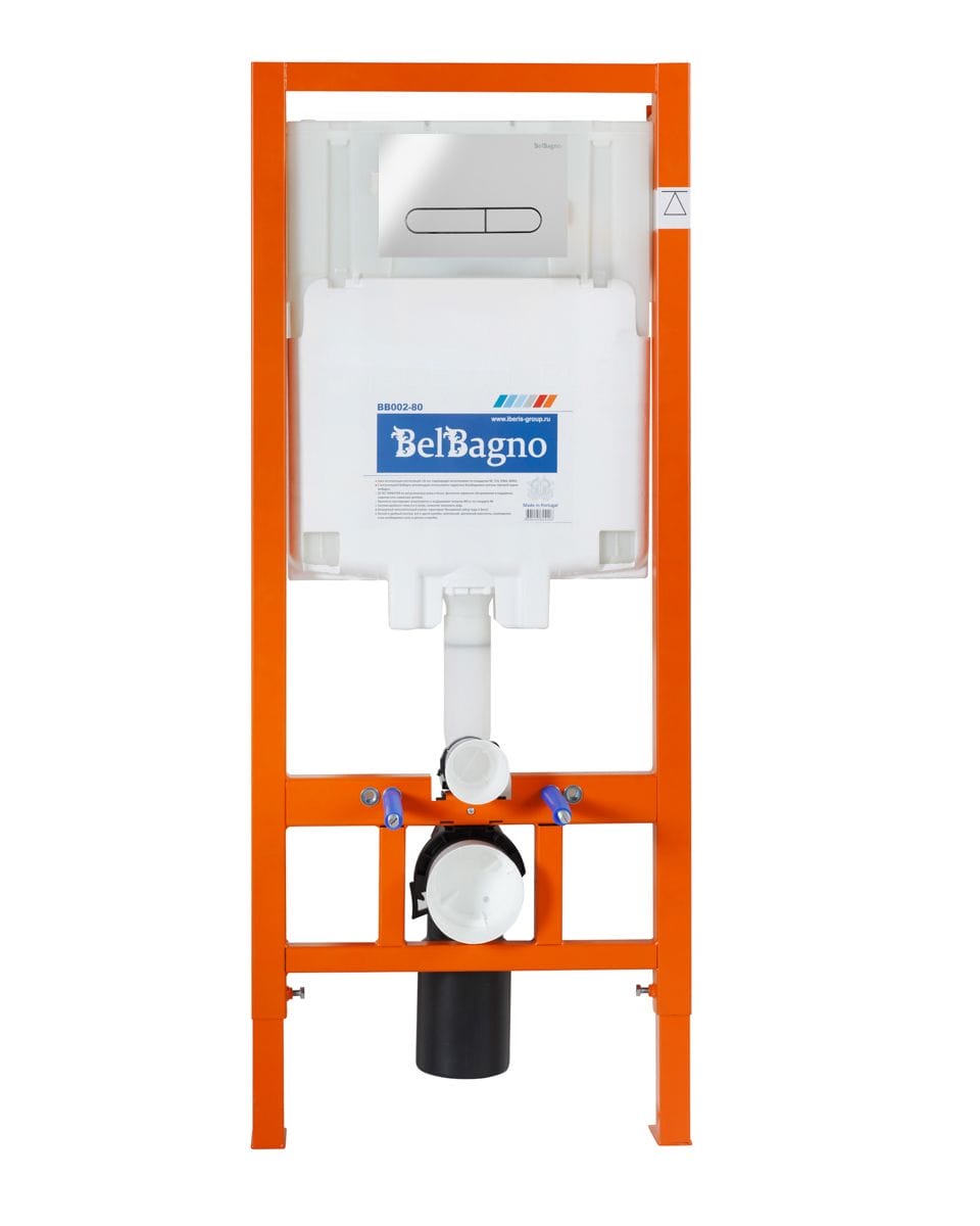 Инсталляция для унитаза BelBagno BB002-80BB005-PR-CHROME с кнопкой хром