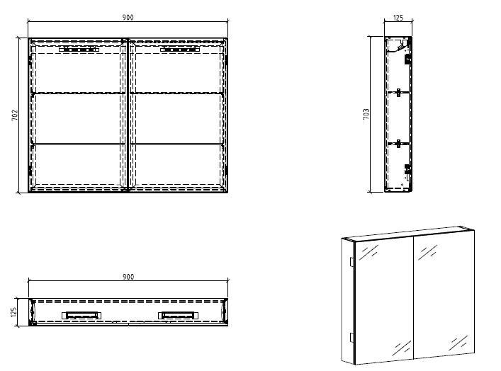 Зеркальный шкаф BelBagno SPC-2A-DL-BL-900