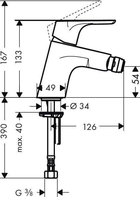 Смеситель для биде hansgrohe Focus 31922000 со сливным клапаном Push-Open хром