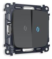 Выключатель двухклавишный с подсветкой без рамки Ambrella Volt Quant MO904020