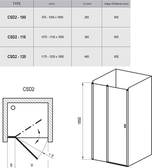 Душевая дверь Ravak Chrome CSD2-120 0QVGCC00Z1 хром+ стекло Transparent