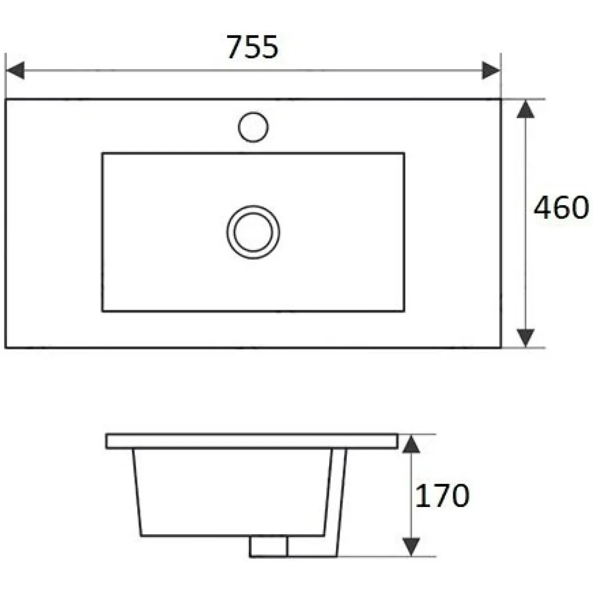 Раковина CeramaLux JY-807-75 75x46,5 см, накладная, белый