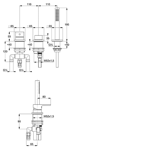 Смеситель для ванны и душа Kludi Renon 424473975 черный матовый