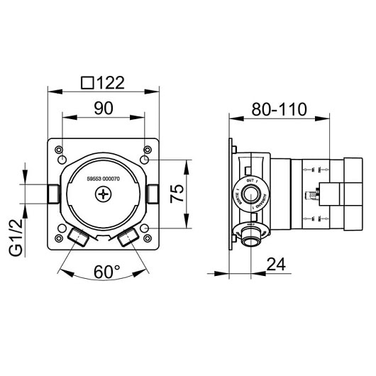 Встраиваемая часть смесителя Keuco IXMO 59553000070