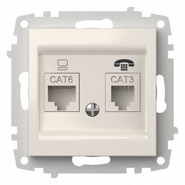 Розетка двойная RJ-12 и Ethernet RJ-45, без рамки Elbi Eleсtriс Zena Vega 609-010200-249