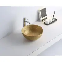 Раковина-чаша CeramaLux 7226SJ 41x41 см, накладная, золотой