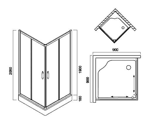Душевой уголок AM.PM Bliss L W53G-303-090MT