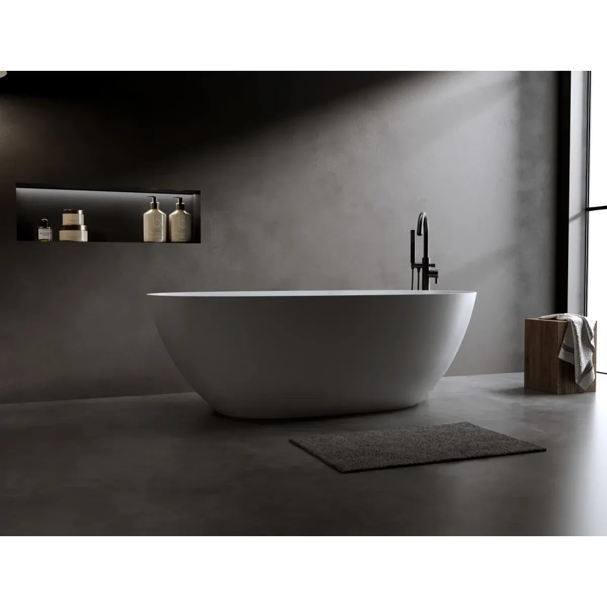 Ванна из литьевого мрамора Timo Satu Solid Surface SATU1650 165x80 см, отдельностоящая, белый матовый