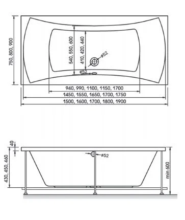 Акриловая ванна Relisan Xenia 190х90 Гл000000552 белый