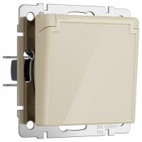 Розетка влагозащищенная с заземлением и со шторками без рамки с крышкой Werkel айвори акрил W1171243
