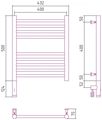 Электрический полотенцесушитель Сунержа Богема 3.0 прямая 500х400 00-5804-5040