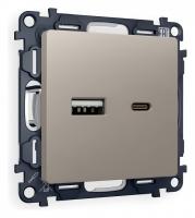 Розетка 2хUSB type A и C без рамки Ambrella Volt ALFA MA371010