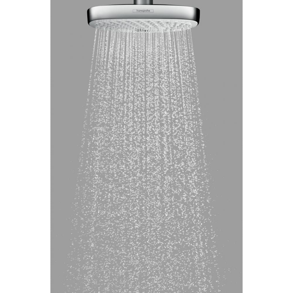 Верхний душ hansgrohe Raindance Select E 300 2jet EcoSmart 26608400 9 л/мин с потолочным подсоединением белый/хром