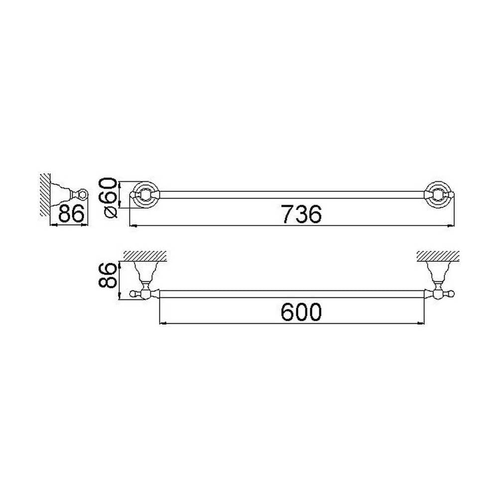 Полотенцедержатель 60см Huber Croisette 4014.01H.CR хром