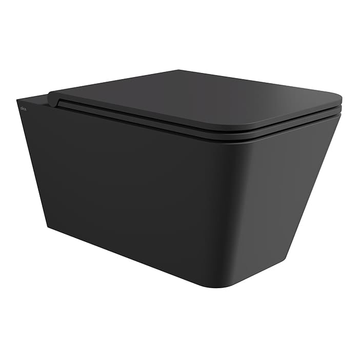 Подвесной унитаз с крышкой и сиденьем Alice Hide Square 31210108SET чёрный матовый