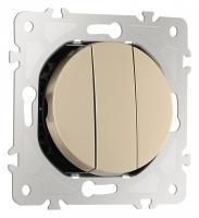 Выключатель трехклавишный без рамки Arte Milano 202 202.30-3.shampan