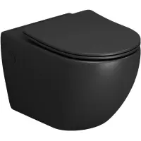 Унитаз подвесной Grossman GR-4411BMSQ безободковый, торнадо, с сиденьем микролифт, черный матовый