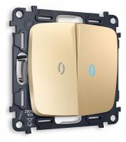 Выключатель проходной двухклавишный с подсветкой без рамки Ambrella Volt Quant MO604040