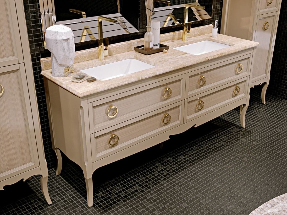 Тумба с двумя раковинами Bagno Piu Moretta 2.0 150 серый лондон/золото