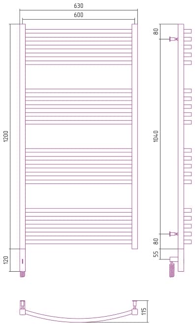 Электрический полотенцесушитель Сунержа Аркус 3.0 1200х600 30-5704-1260 матовый белый