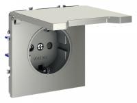 Розетка с заземлением и со шторкой без рамки с крышкой Voltum S70 VLS040305